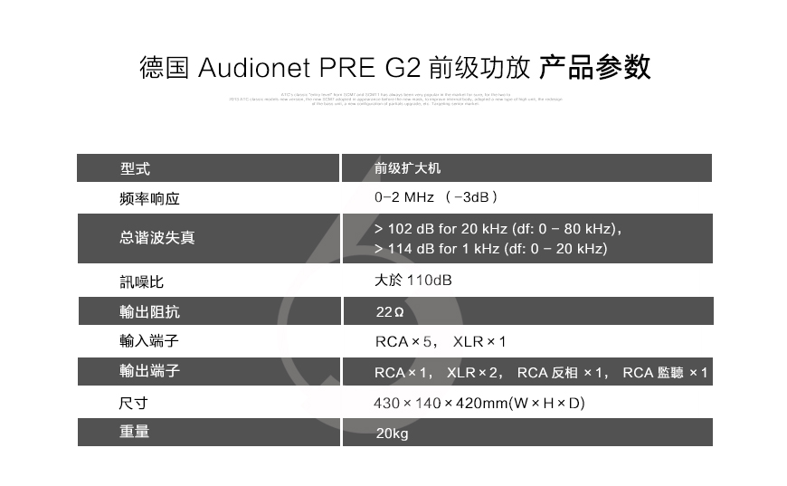 Audionet PER G2,Audionet旗舰前级,Audionet旗舰单声道后级