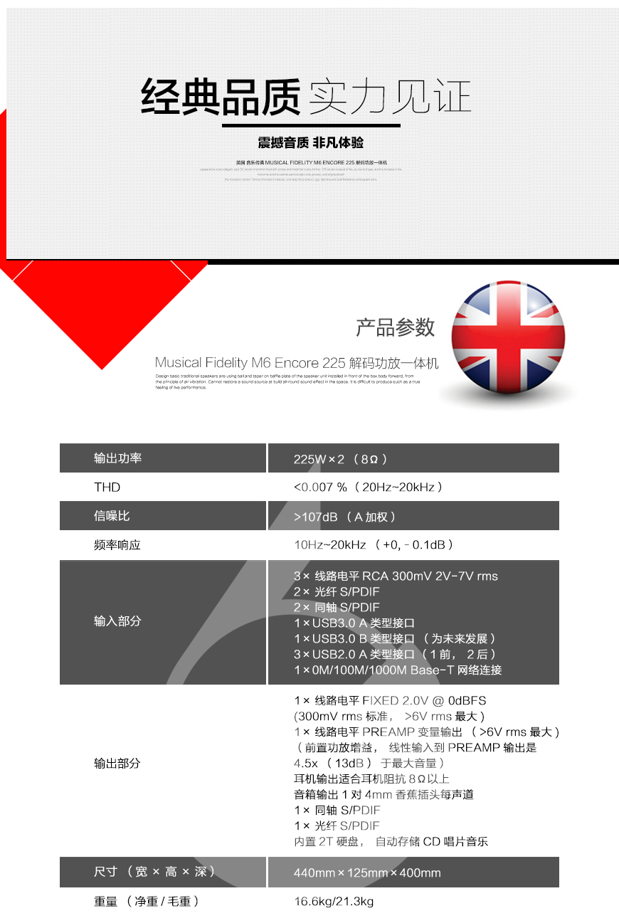 英国音乐传真Musical Fidelity M6 Encore 225,音乐传真Musical Fidelity 数播一体机