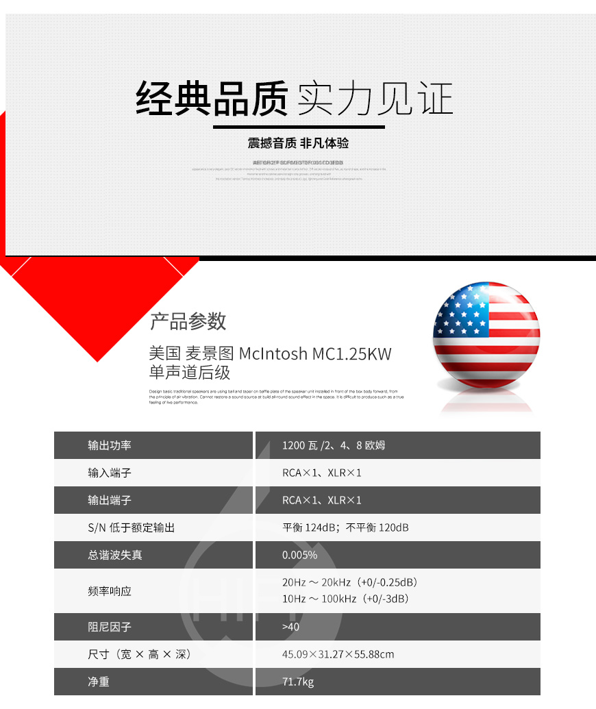 麦景图MC1.25KW 单声道后级,McIntosh MC1.25KW,麦景图功放