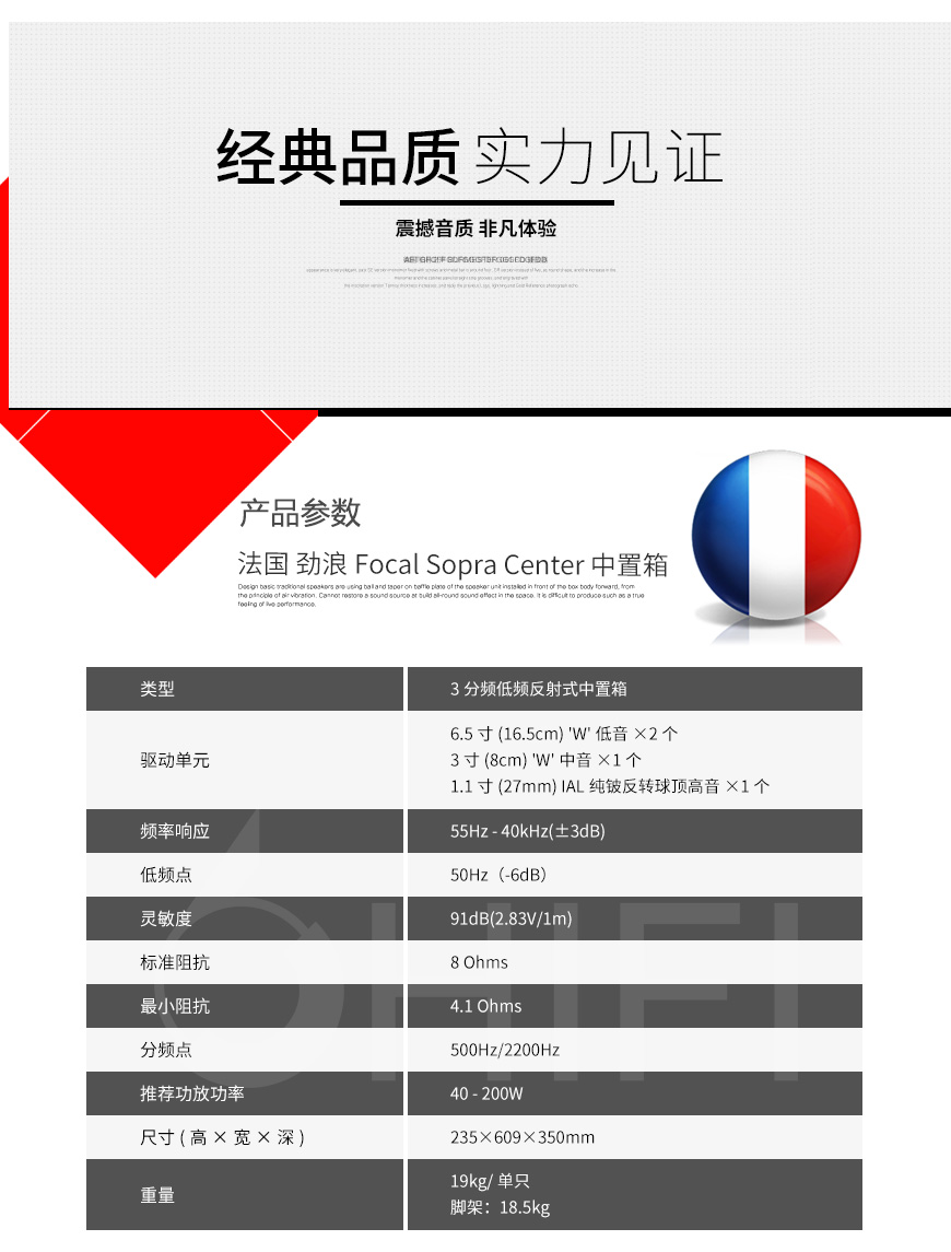 法国 劲浪 Focal Sopra Center 中置箱,劲浪 Sopra Center 中置箱,法国 劲浪 中置箱
