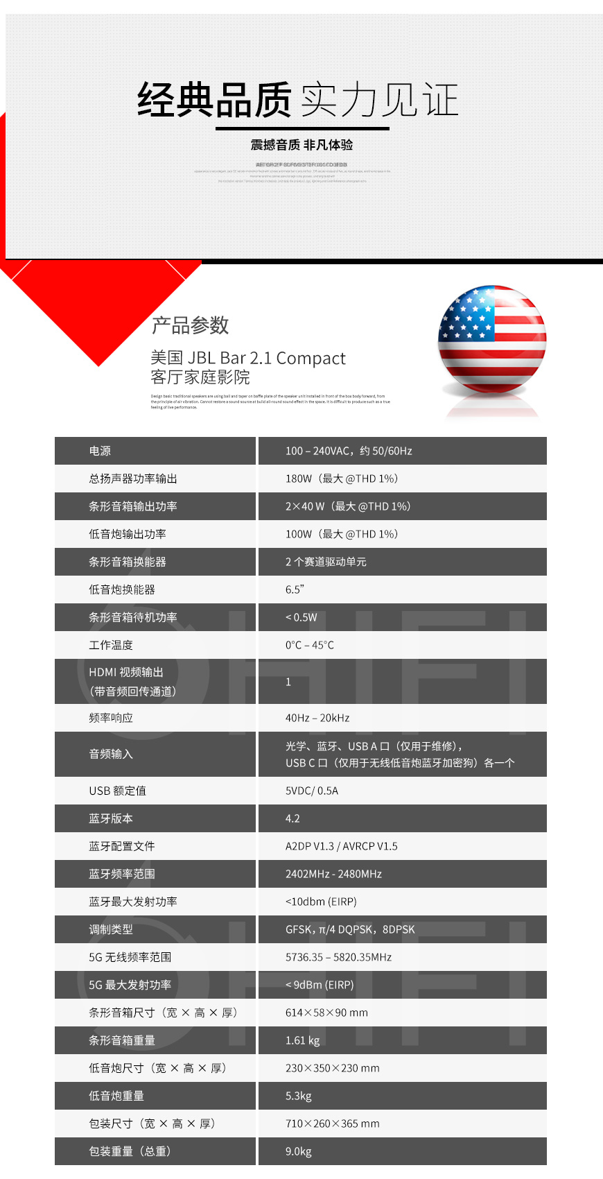 美国 JBL Bar 2.1 Compact 客厅家庭影院 回音壁 蓝牙2.1音箱,JBL 客厅家庭影院 回音壁 蓝牙2.1音箱,美国 JBL Bar 2.1 Compact 蓝牙2.1音箱,美国 JBL