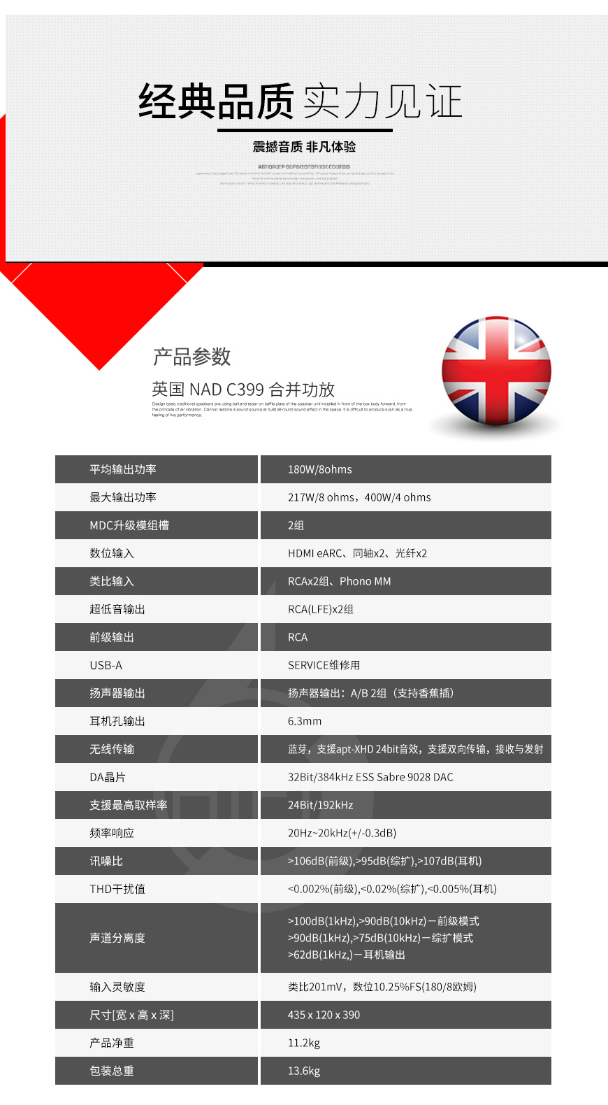 NAD C399,英国NAD C399 合并机,英国NAD HIFI功放