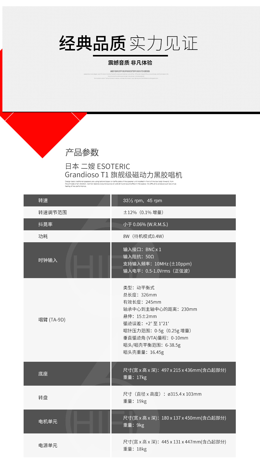 二嫂,ESOTERIC,Grandioso T1,旗舰级,磁动力,黑胶唱机