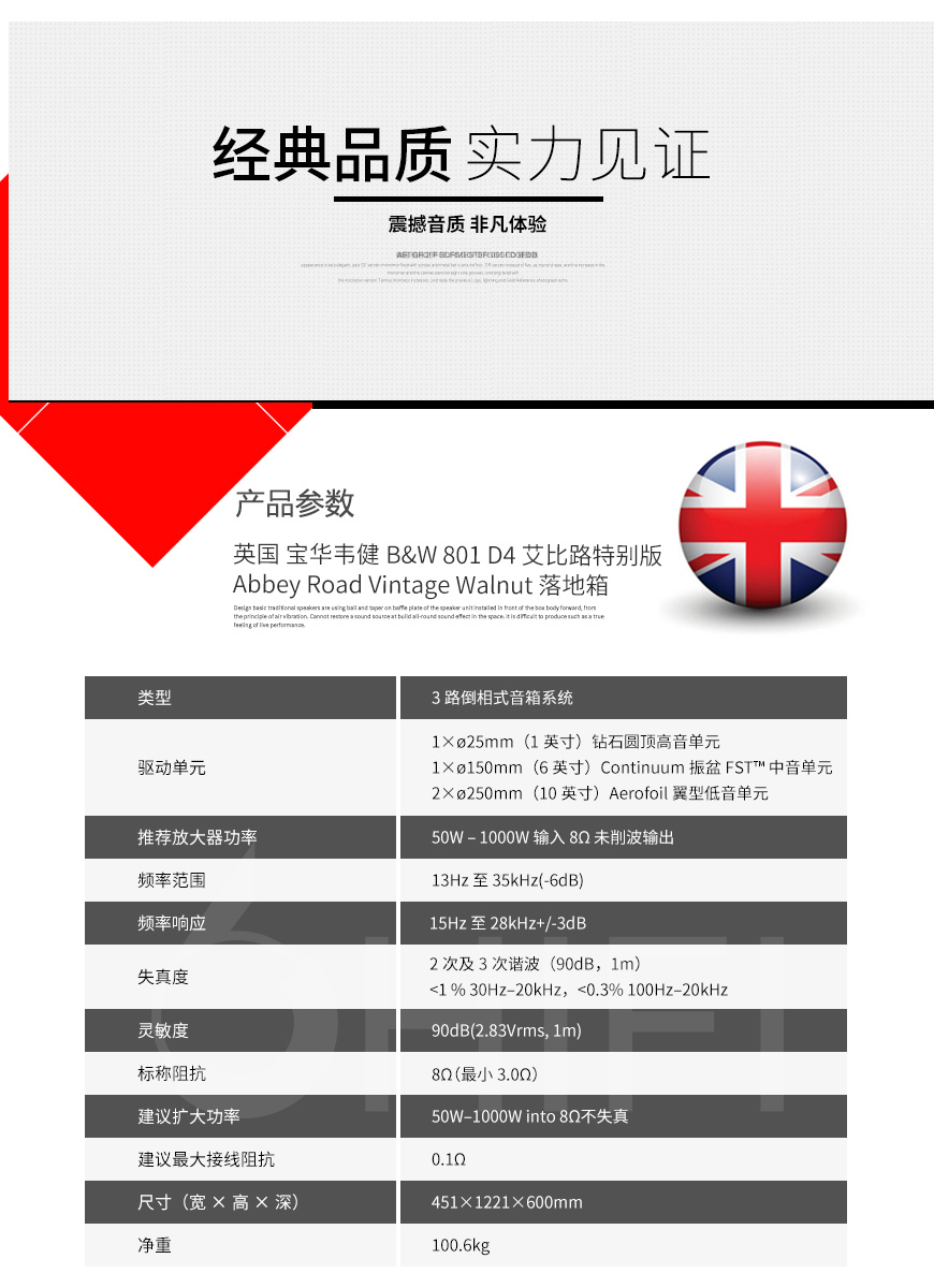 宝华韦健B&W 801 D4 艾比路特别版Abbey Road Vintage Walnut 落地箱,宝华韦健 801 D4 艾比路特别版,B&W 801 D4 艾比路特别版Abbey Road Vintage Walnut
